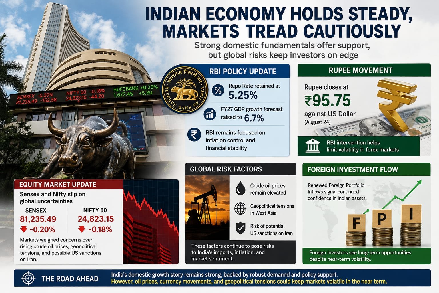 INDIAN ECONOMY HOLDS STEADY MARKET MARKETS TRADE CAUTIOUSLY