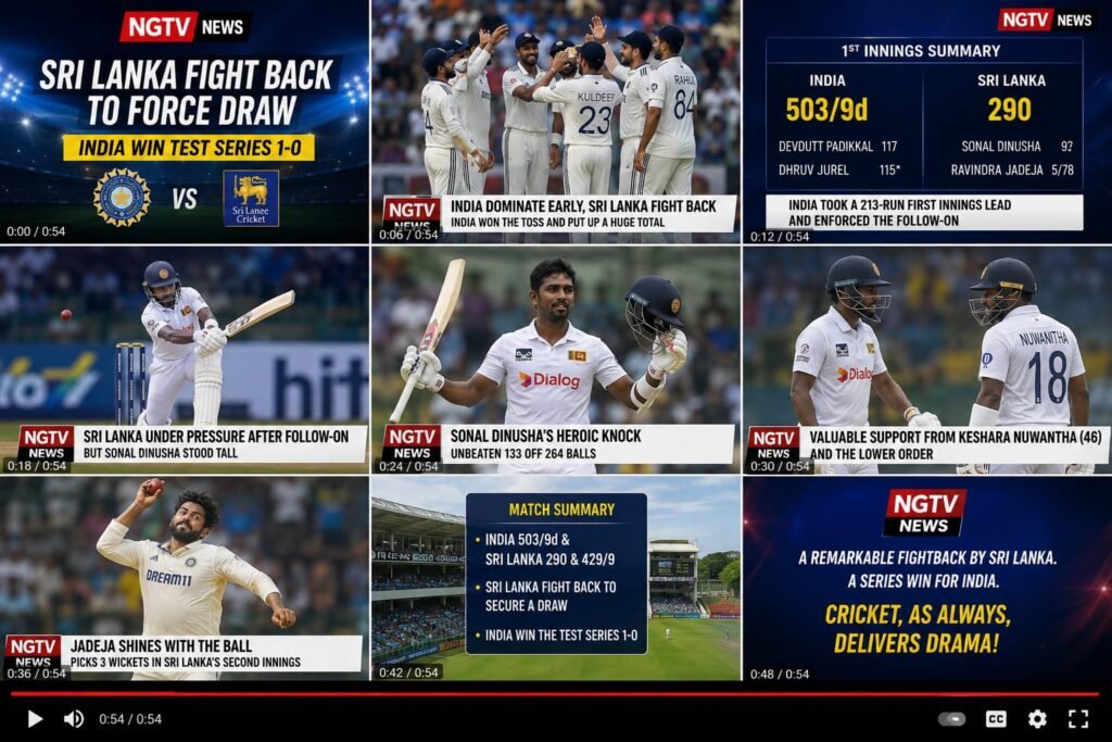 Sri Lanka Hold India to a Dramatic Draw; India Clinch Test Series 1-0