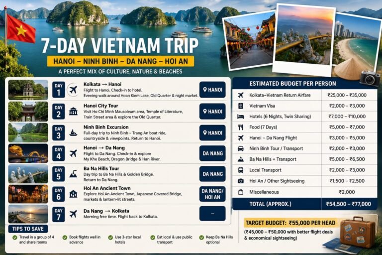 One-week Vietnam trip planning from Kolkata