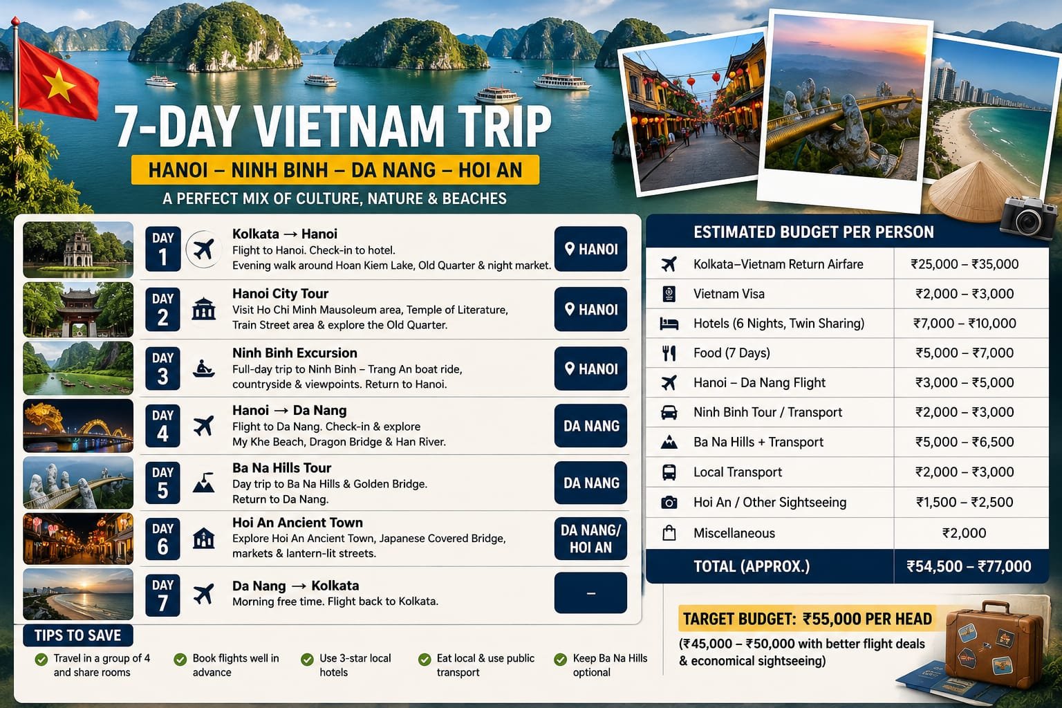 One-week Vietnam trip planning from Kolkata