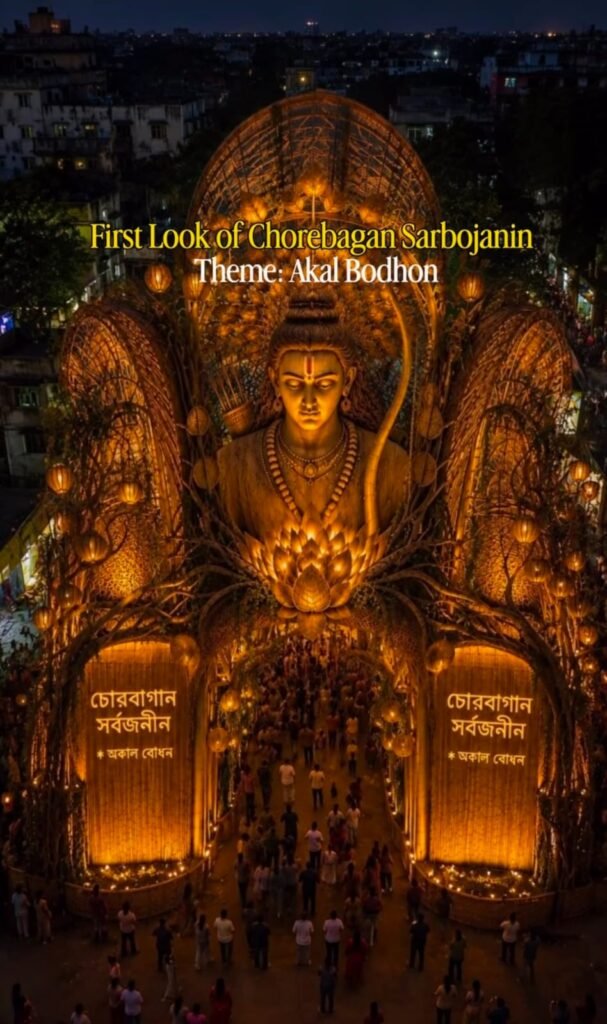KOLKATA’S PUJA COUNTDOWN BEGINS: CHOREBAGAN SARBOJANIN UNVEILS ‘AKAL BODHON’