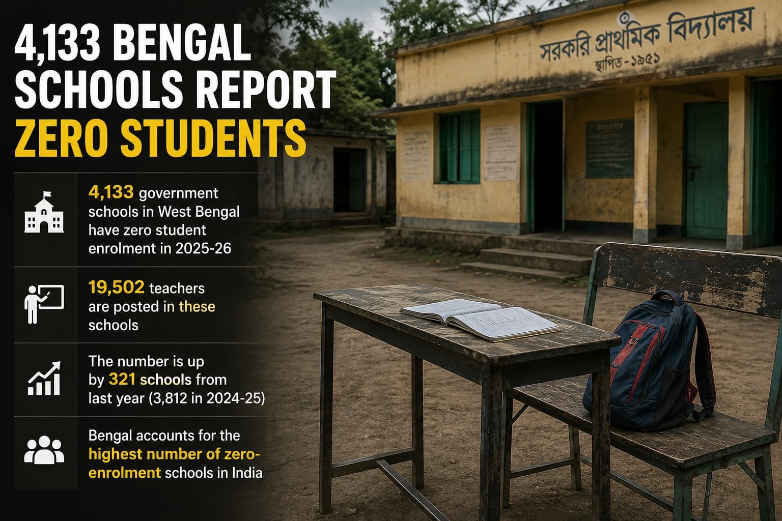 4,133 Bengal Schools Report Zero Student Enrolment
