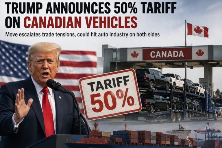 Trump Announces 50% Tariff on Canadian Vehicles, Escalating Trade Tensions