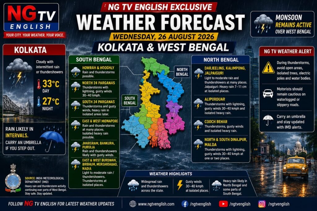 WEATHER FORECAST — WEDNESDAY, 26 AUGUST 2026