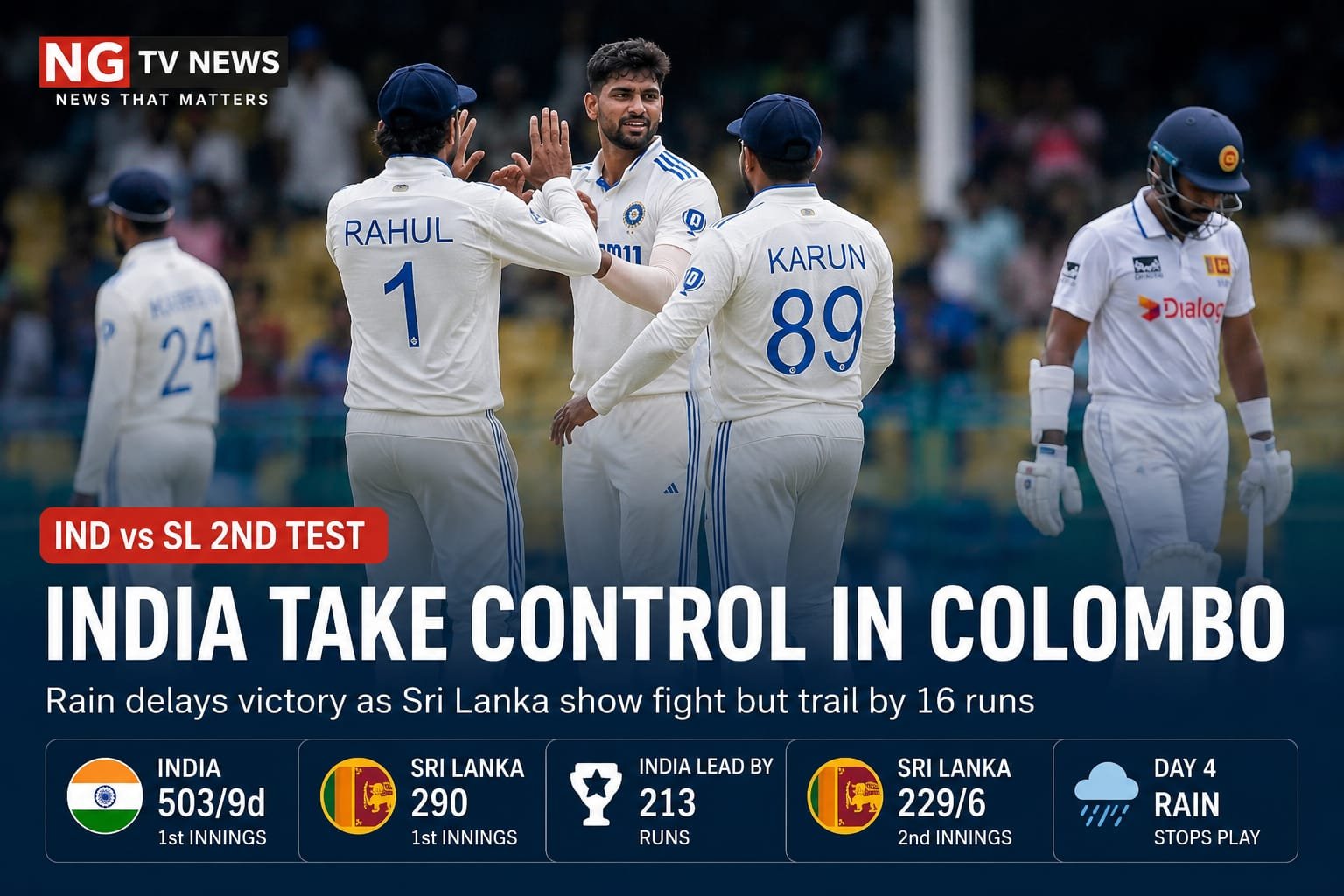 India Tighten Grip on Sri Lanka as Rain Delays Series Victory