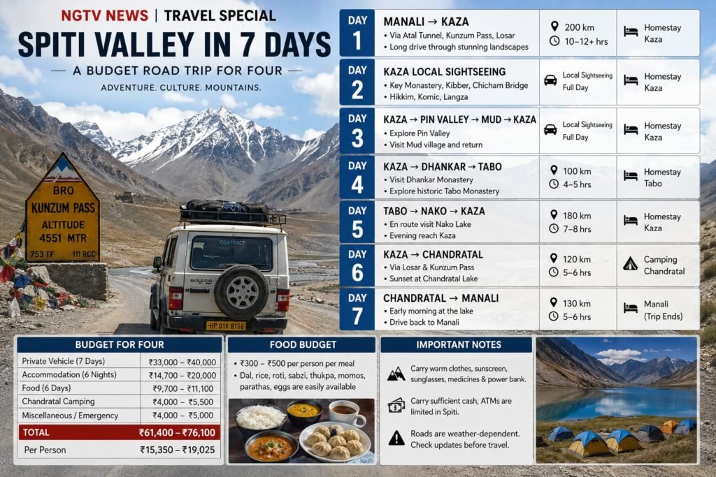Spiti Valley in 7 Days: A Budget Road Trip for Four