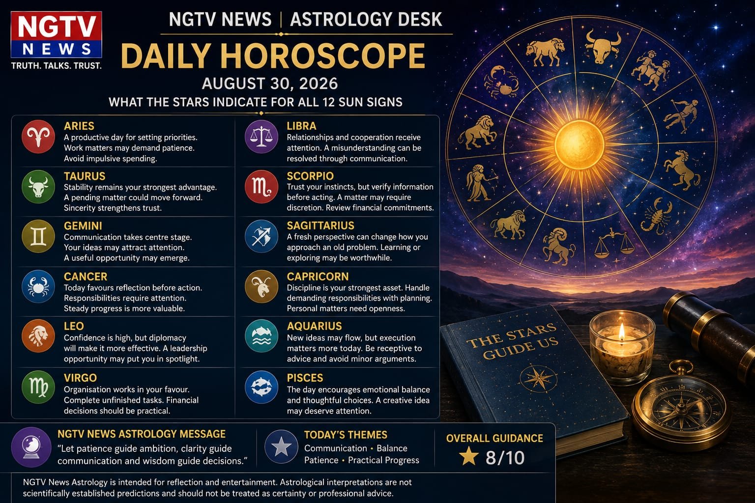 Daily Horoscope — August 30, 2026