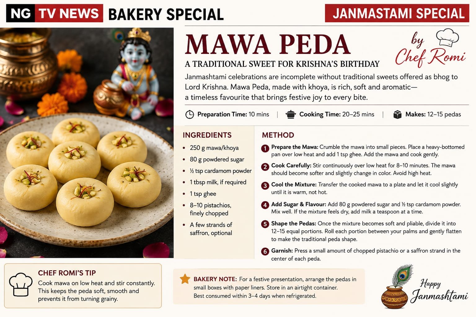 JANMASHTAMI SPECIAL: MAWA PEDA — A TRADITIONAL SWEET FOR KRISHNA’S BIRTHDAY