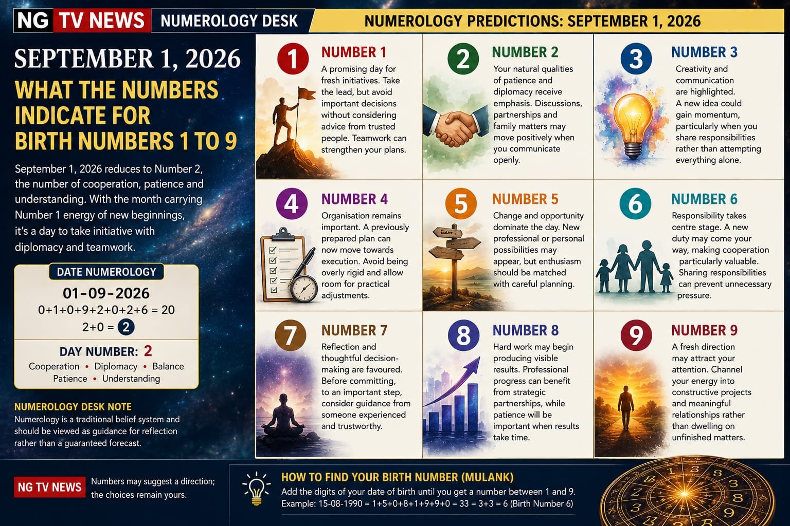 SEPTEMBER 1, 2026: WHAT THE NUMBERS INDICATE FOR BIRTH NUMBERS 1 TO 9