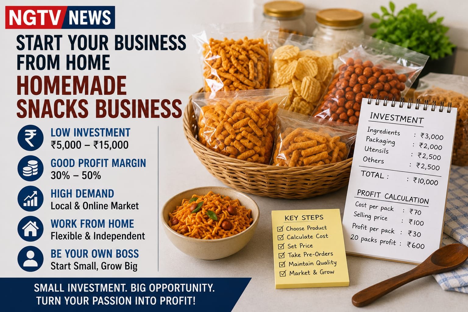 How to Start a Homemade Snacks Business From Home: Investment, Pricing and Profit Explained
